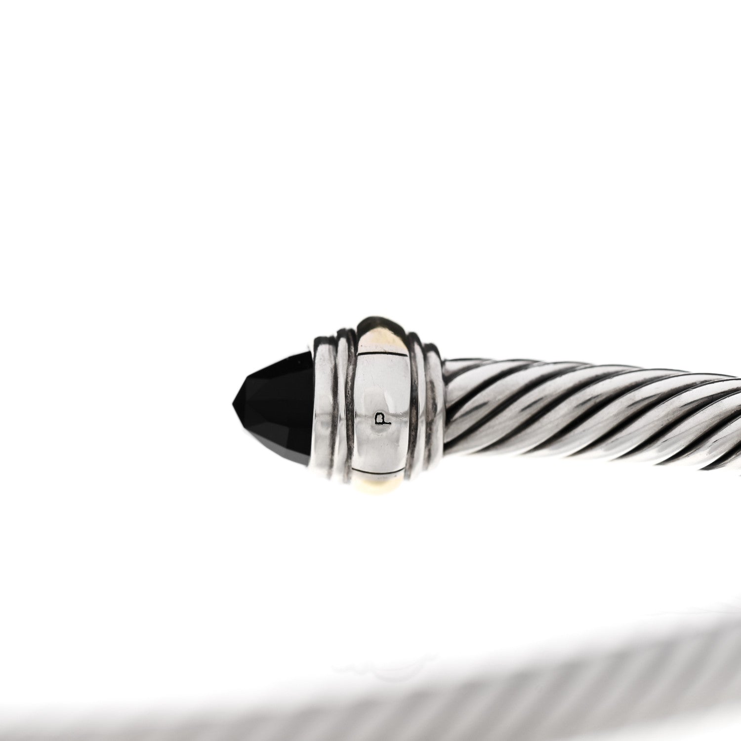 David Yurman Sterling Silver 14K Yellow Gold Black Onyx 5mm Cable Classics Bracelet 4 of 4
