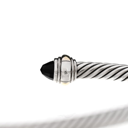 David Yurman Sterling Silver 14K Yellow Gold Black Onyx 5mm Cable Classics Bracelet 4 of 4