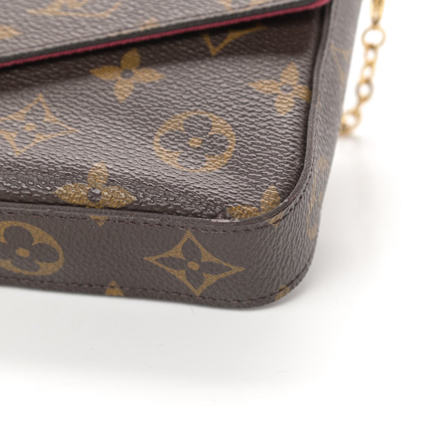 Monogram Pochette Felicie Chain Wallet Fuchsia