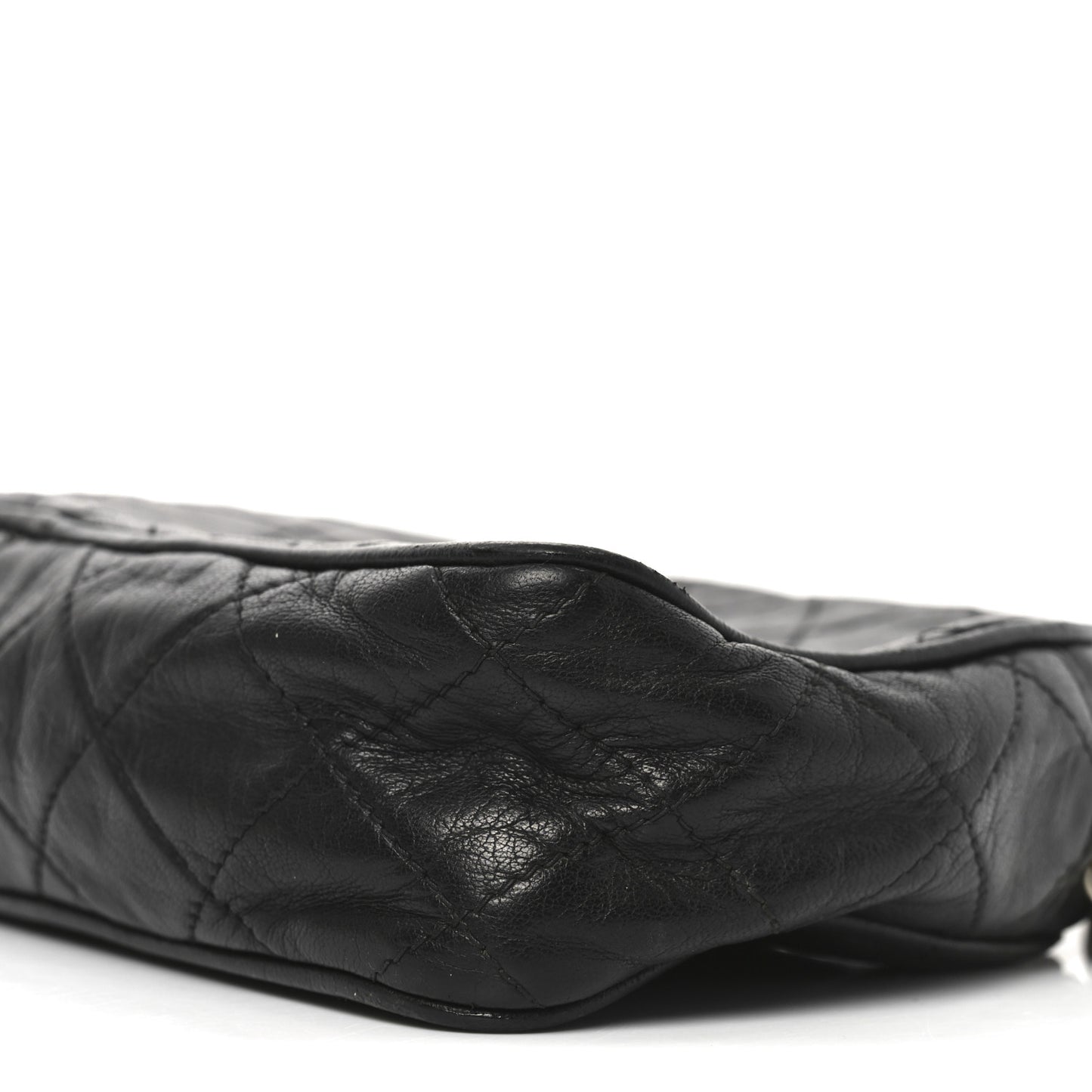 Lambskin Quilted Tassel Camera Case Black