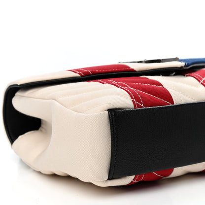 Saint Laurent Canvas Matelasse Chevron American Flag Monogram Medium College Bag Red Blue 10 of 11