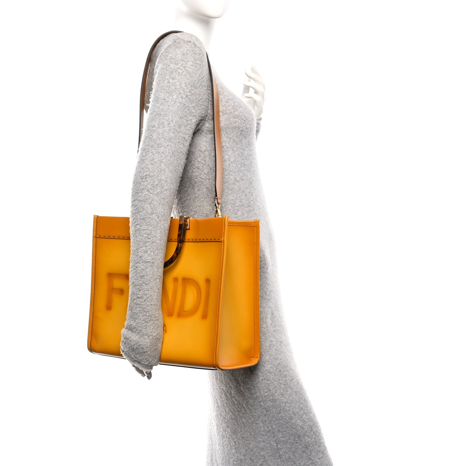 Fendi Vitello King Tamponato Plexiglass Medium Fendi Sunshine Shopper Tote Mimosa 2 of 9