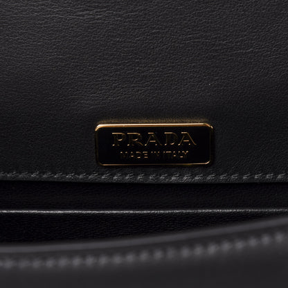 Prada City Calfskin Crocodile Calfskin Embossed Pionniere Saddle Bag Fuoco Black 8 of 9