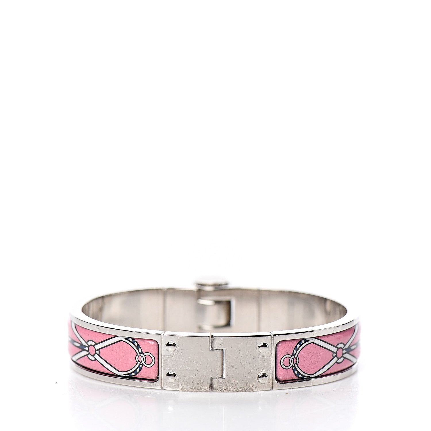 Hermes Enamel Printed Narrow Charniere Cuirs Marins Hinged Bracelet S Quadrichromie 2 of 5
