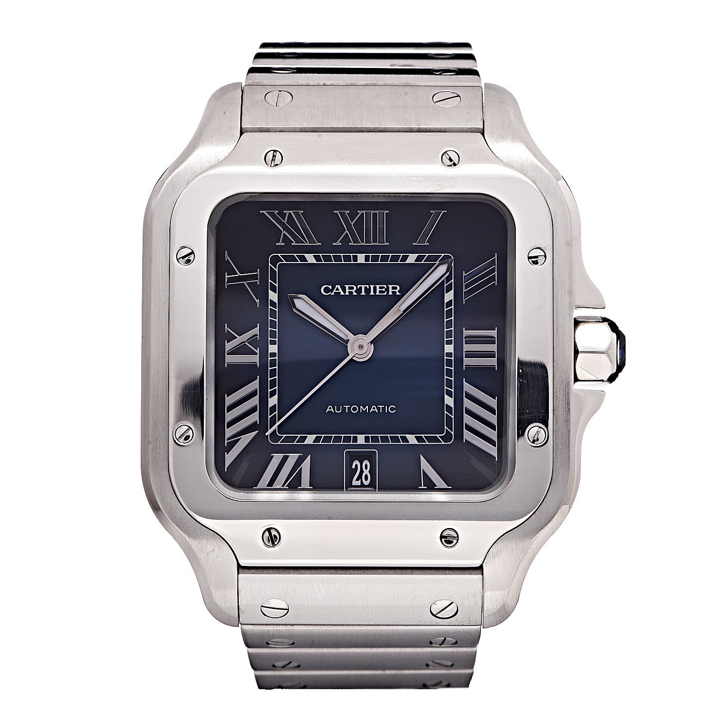 Cartier Stainless Steel 39.8mm Santos De Cartier Automatic Watch Blue 1 of 9
