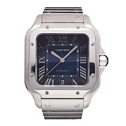 Cartier Stainless Steel 39.8mm Santos De Cartier Automatic Watch Blue 1 of 9