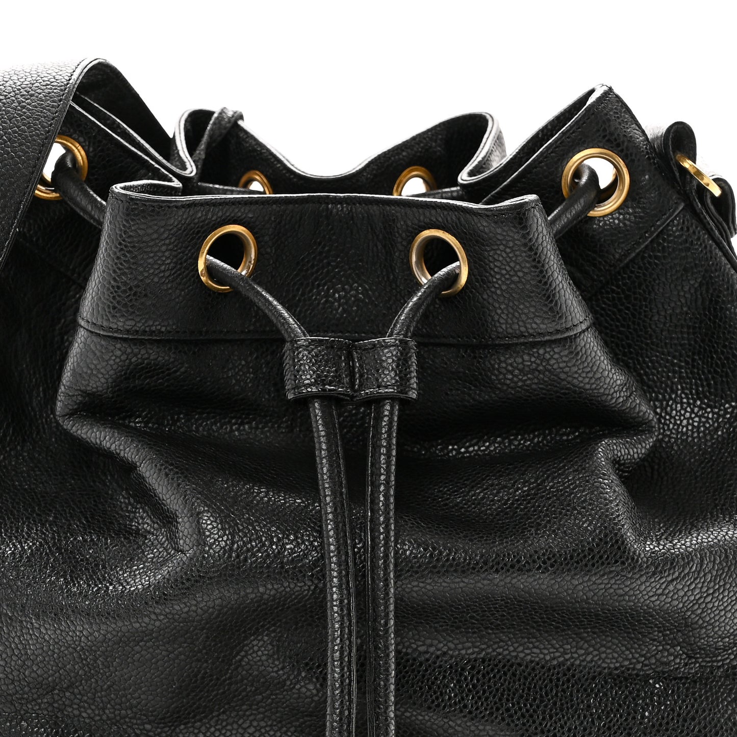 Caviar CC Drawstring Shoulder Bag Black