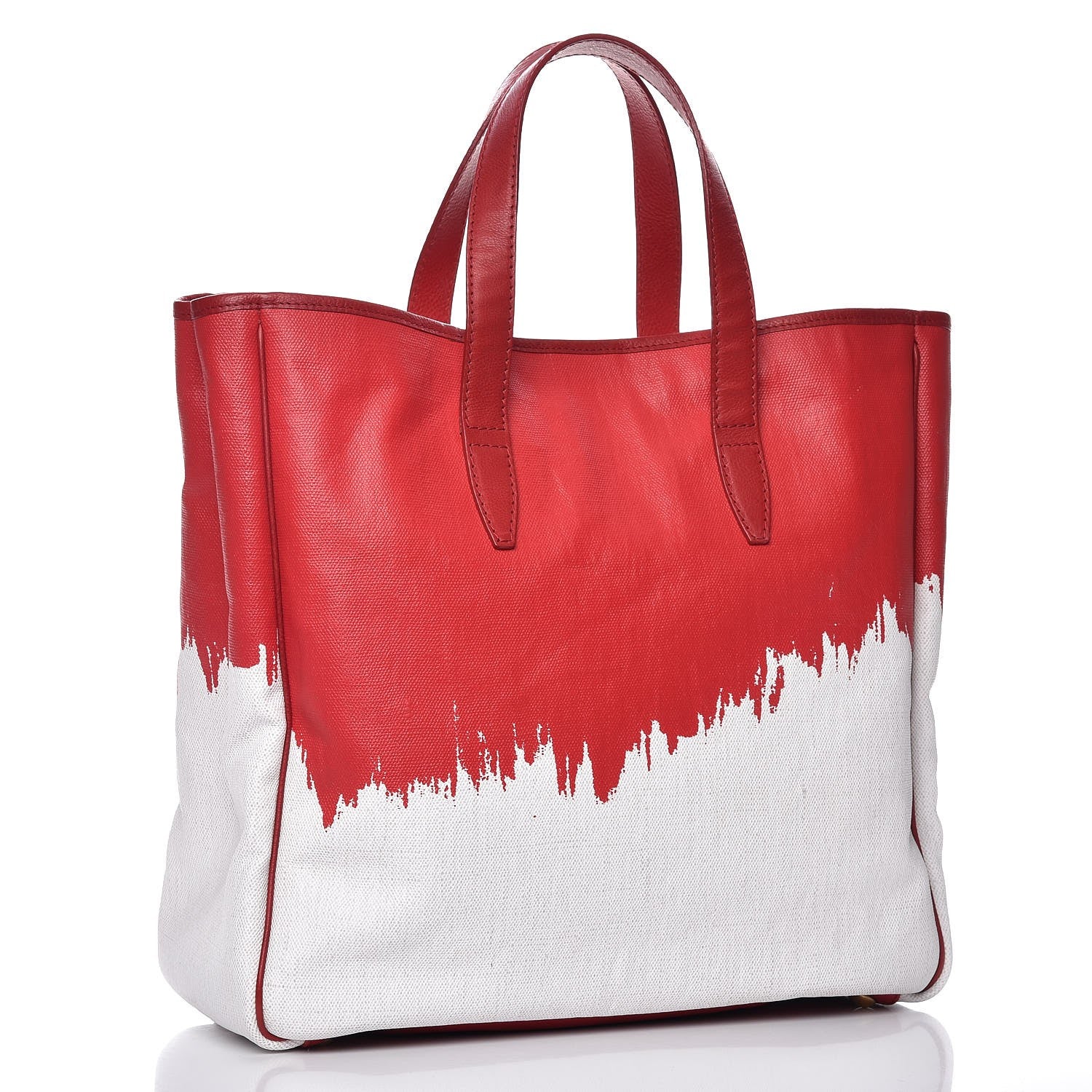 Saint Laurent Canvas Raspail Cascade Print Tote Red 3 of 12