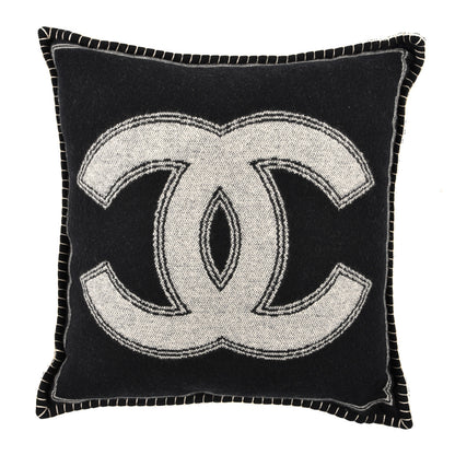 Chanel Merino Wool Cashmere CC Pillow Black White 1 of 4