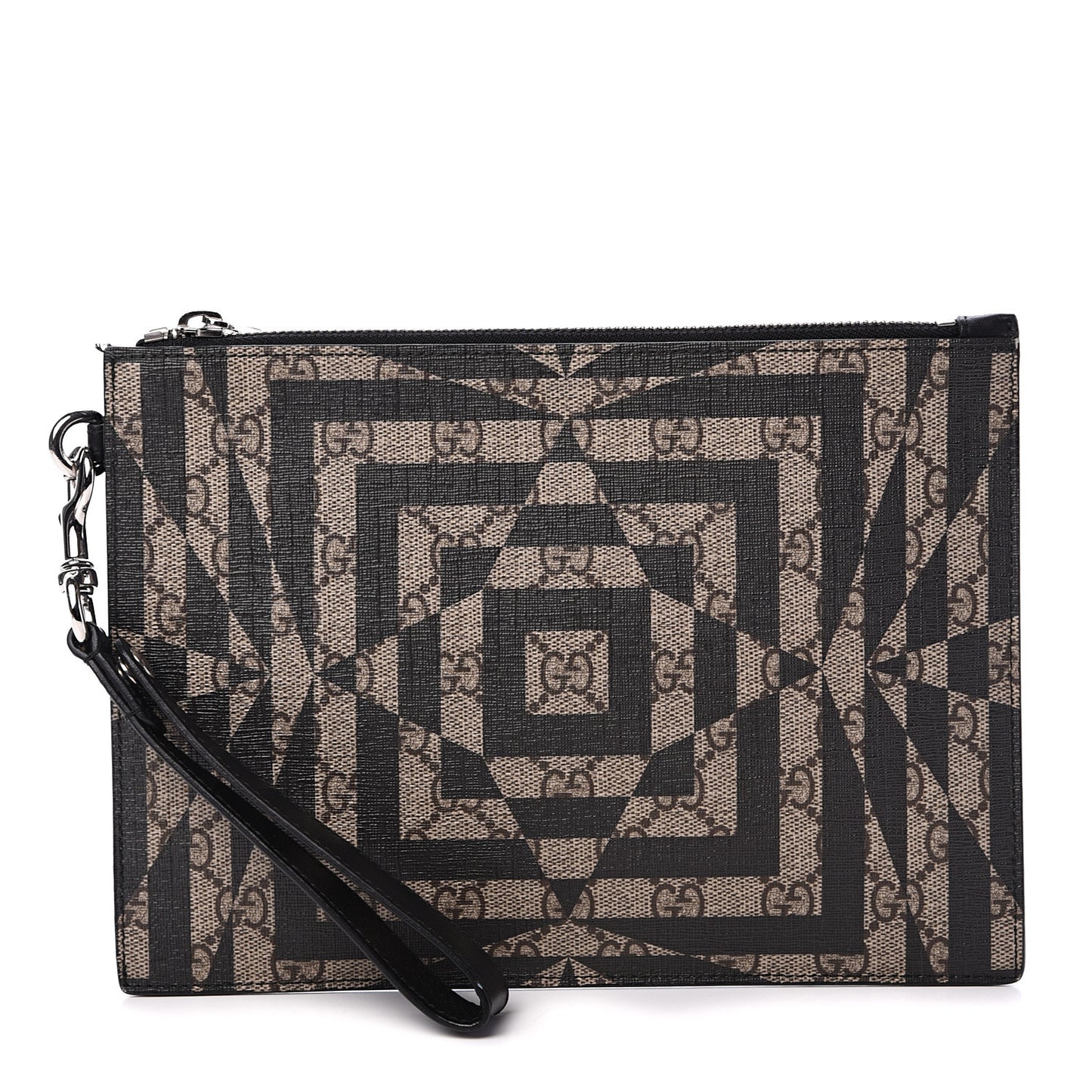 GG Supreme Monogram Caleido Wristlet Black