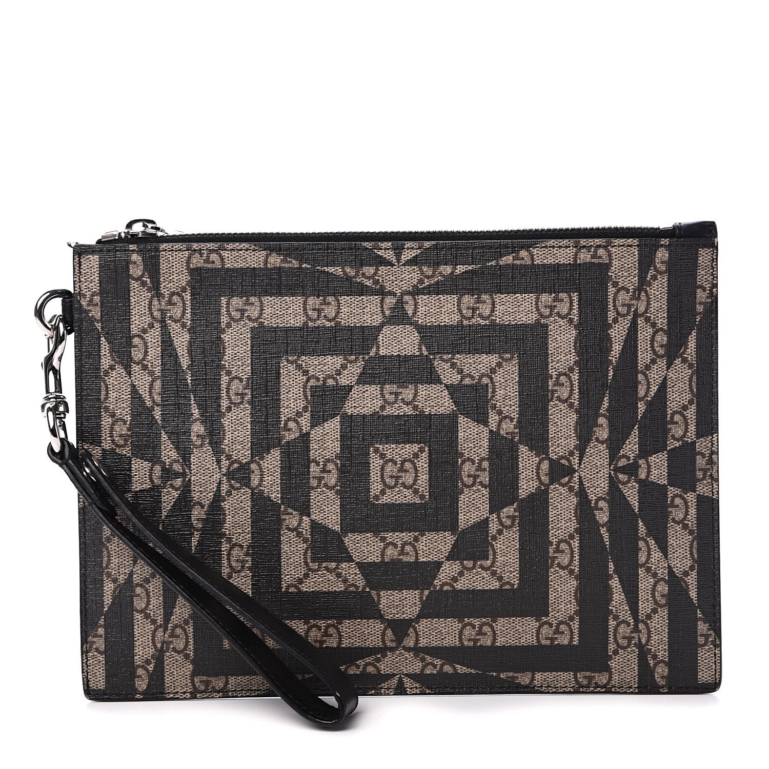 Gucci GG Supreme Monogram Caleido Wristlet Black 1 of 9