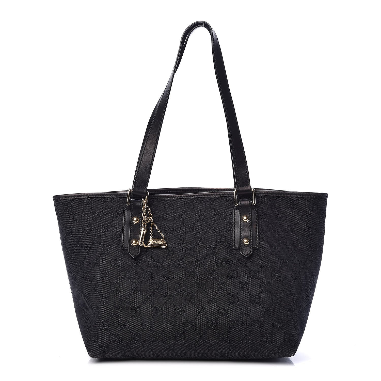 Gucci Denim Monogram Medium Jolicoeur Tote Black 1 of 12