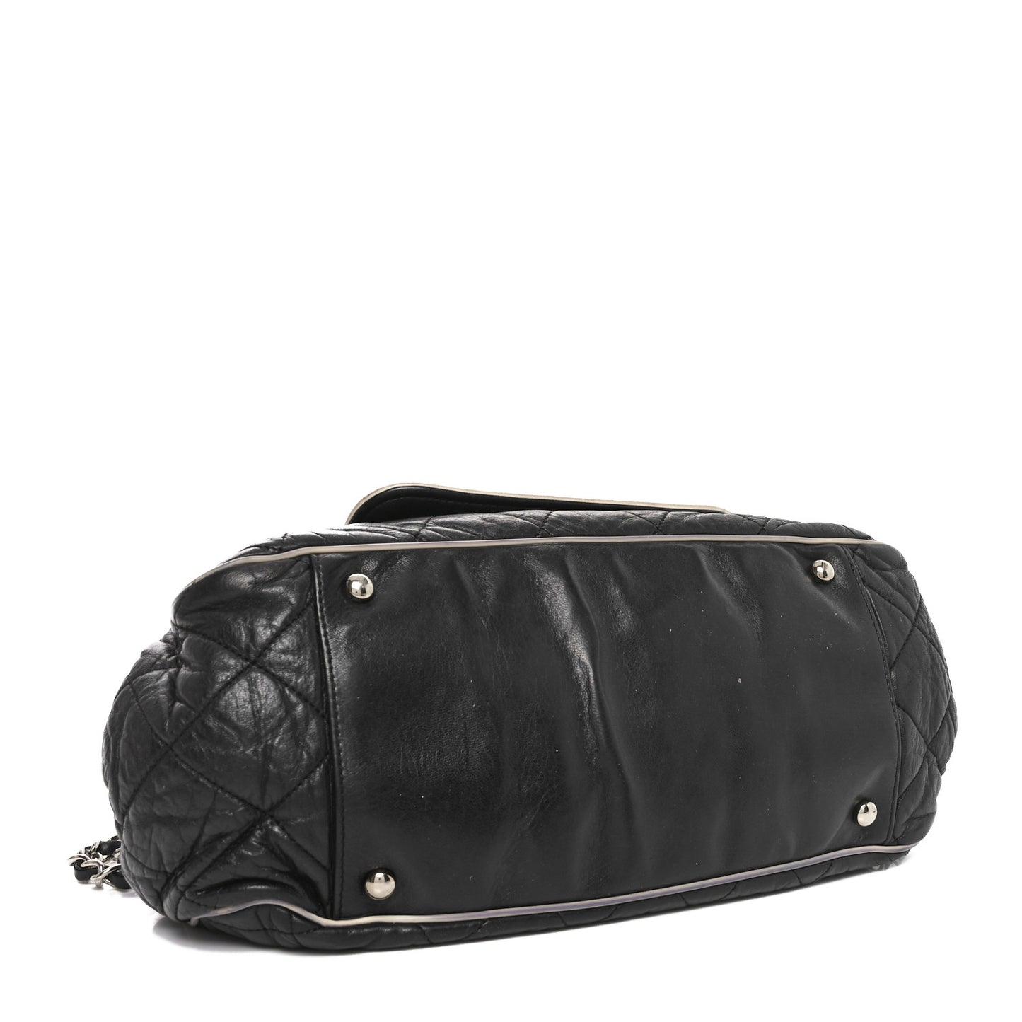 Lambskin Quilted East West Accordion Flap Black