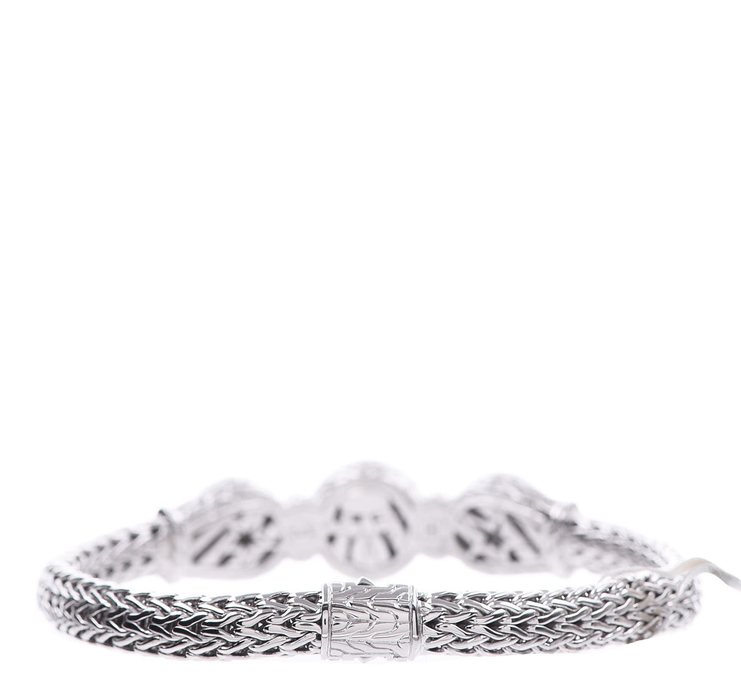 Sterling Silver Pave Diamond Round Trio Station Bracelet