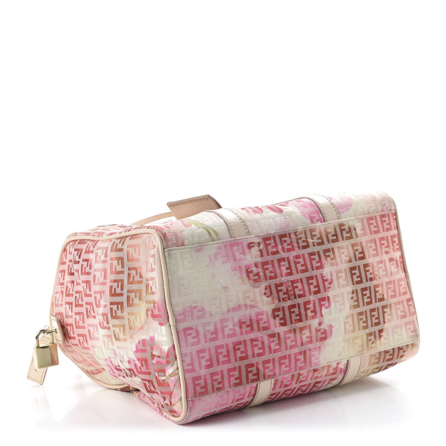Fendi Patent Zucchino Vitello Floral Forever Boston White Multicolor Crema 3 of 9