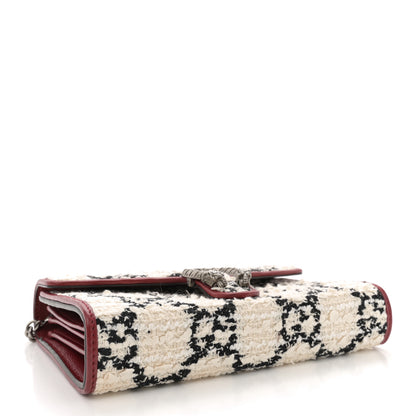 Gucci Tweed GG Monogram Mini Dionysus Chain Wallet White Black Romantic Cherry 4 of 11
