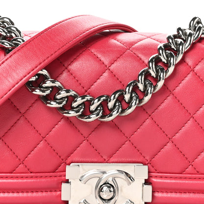 Chanel Lambskin Quilted Small Boy Flap Dark Pink 8 of 10