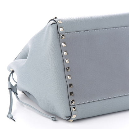 Valentino Garavani Pebbled Calfskin Rockstud Double Handle Cinch Tote Nube 6 of 9