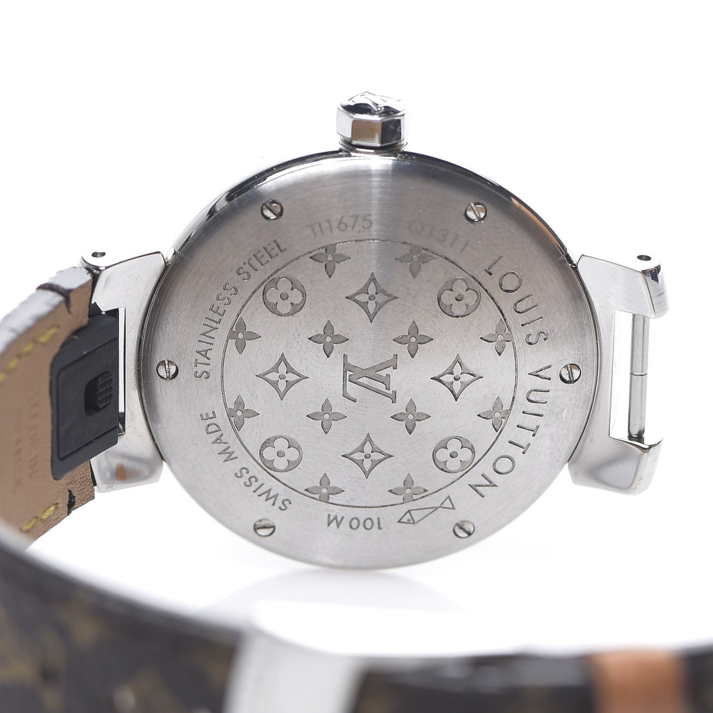 Stainless Steel Monogram 34mm Tambour Quartz Watch Brown