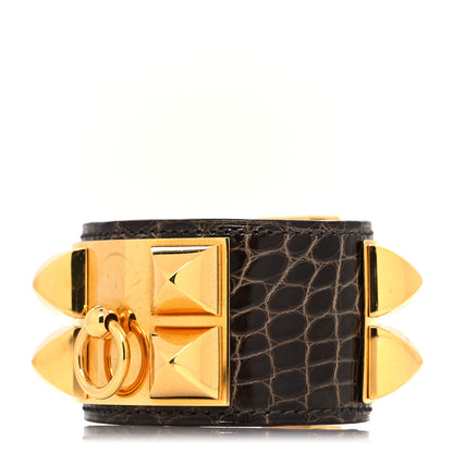 Hermes Shiny Alligator Collier De Chien CDC Bracelet L Havane 1 of 5