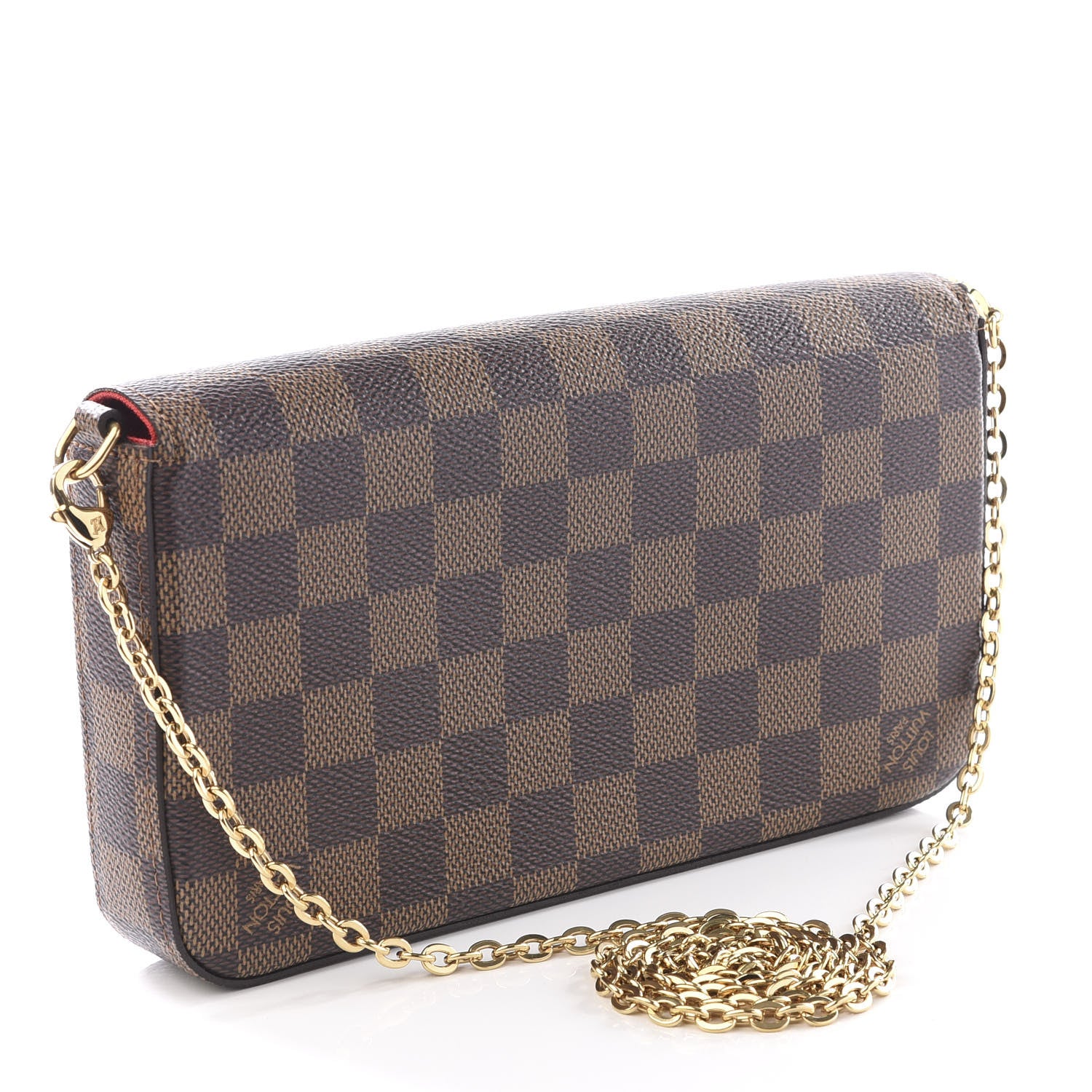 Louis Vuitton Damier Ebene Pochette Felicie Chain Wallet 2 of 11