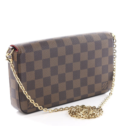 Louis Vuitton Damier Ebene Pochette Felicie Chain Wallet 2 of 11