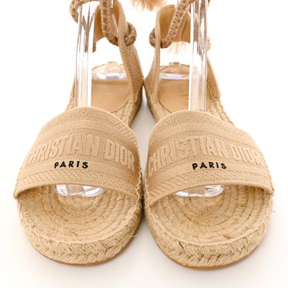 Christian Dior Canvas Embroidered Granville Ankle Tie Espadrille Flat Sandals 40.5 Cream 6 of 12