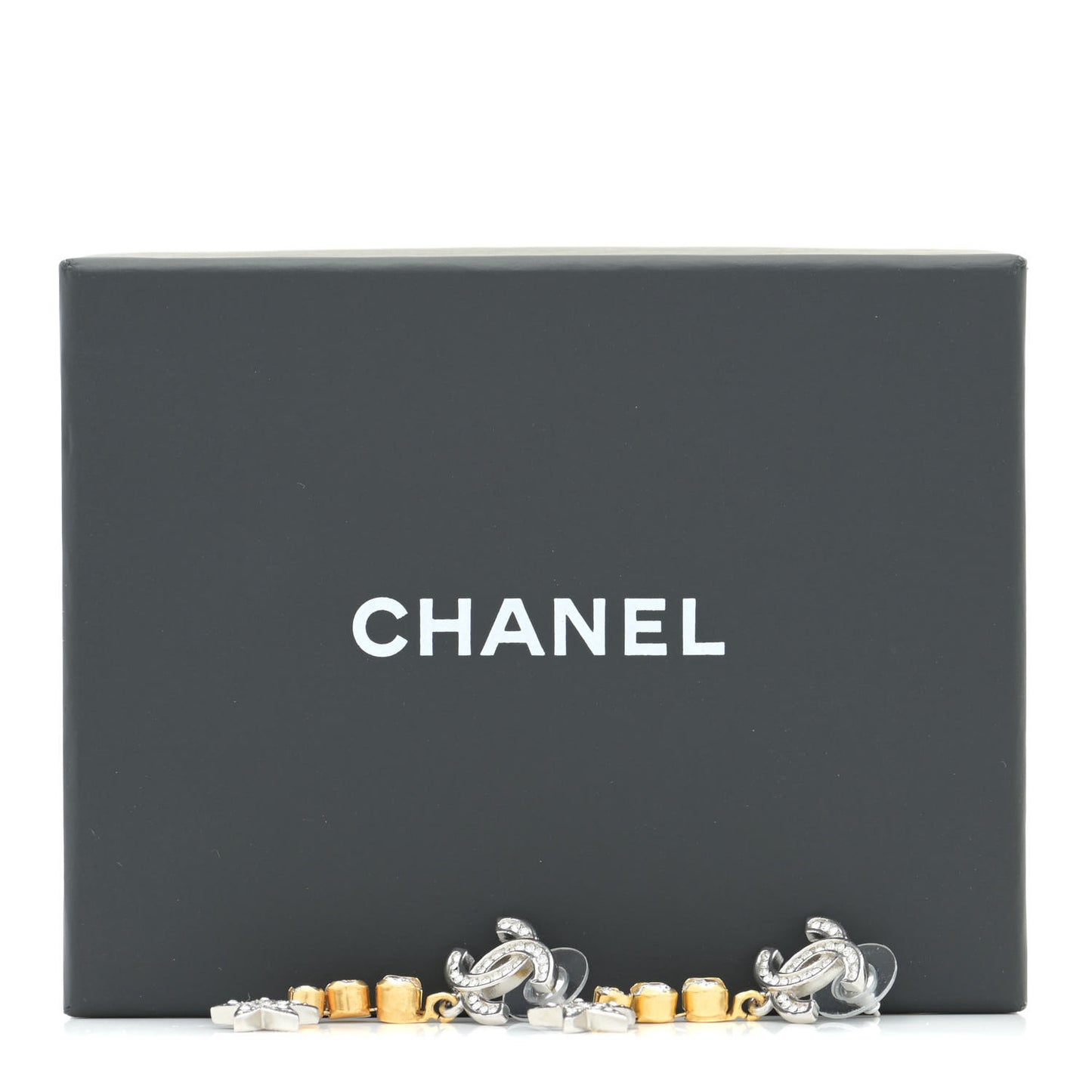 Crystal Star Drop CC Earrings Silver Gold