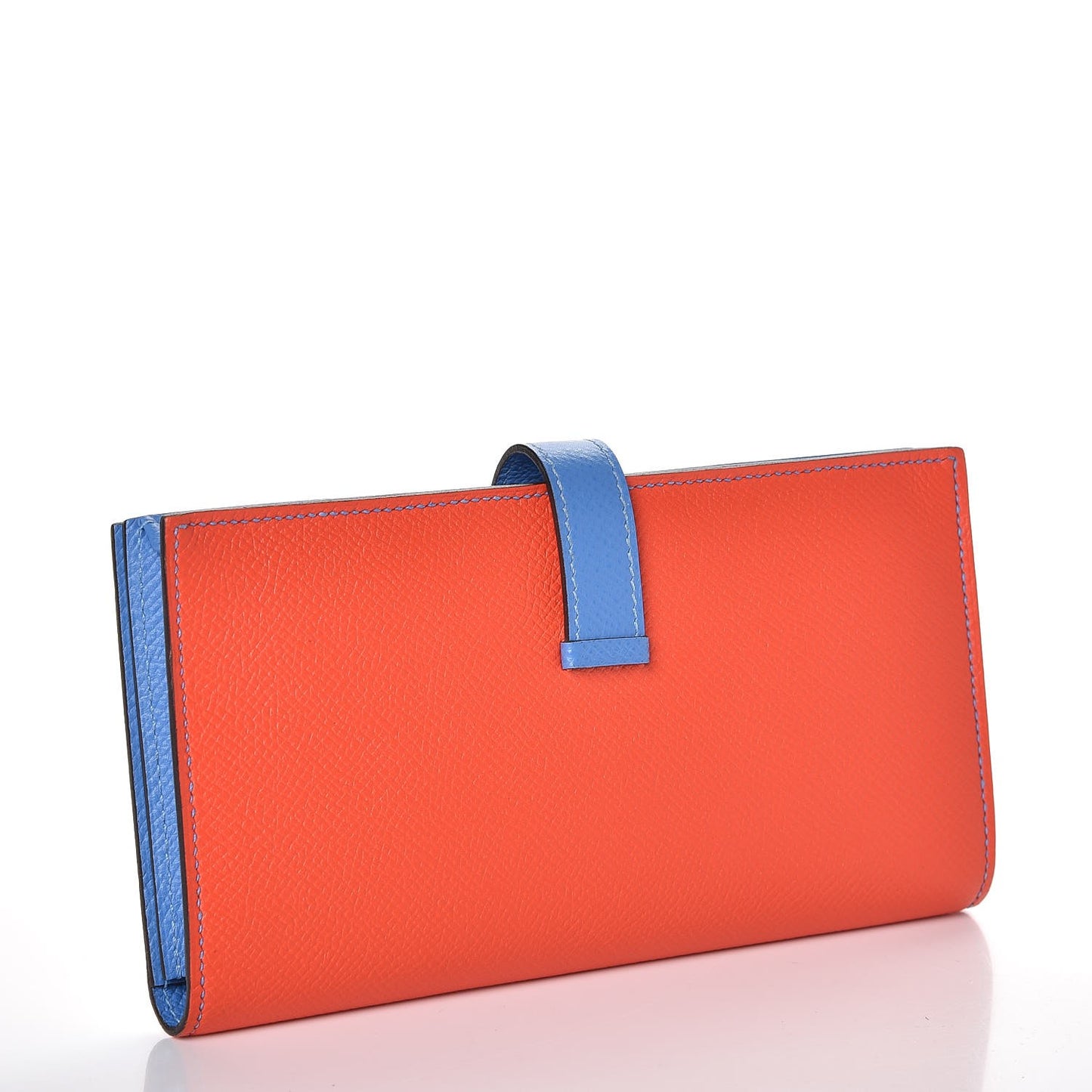 Epsom Bicolor Bearn Gusset Wallet Orange Poppy Bleu Paradis