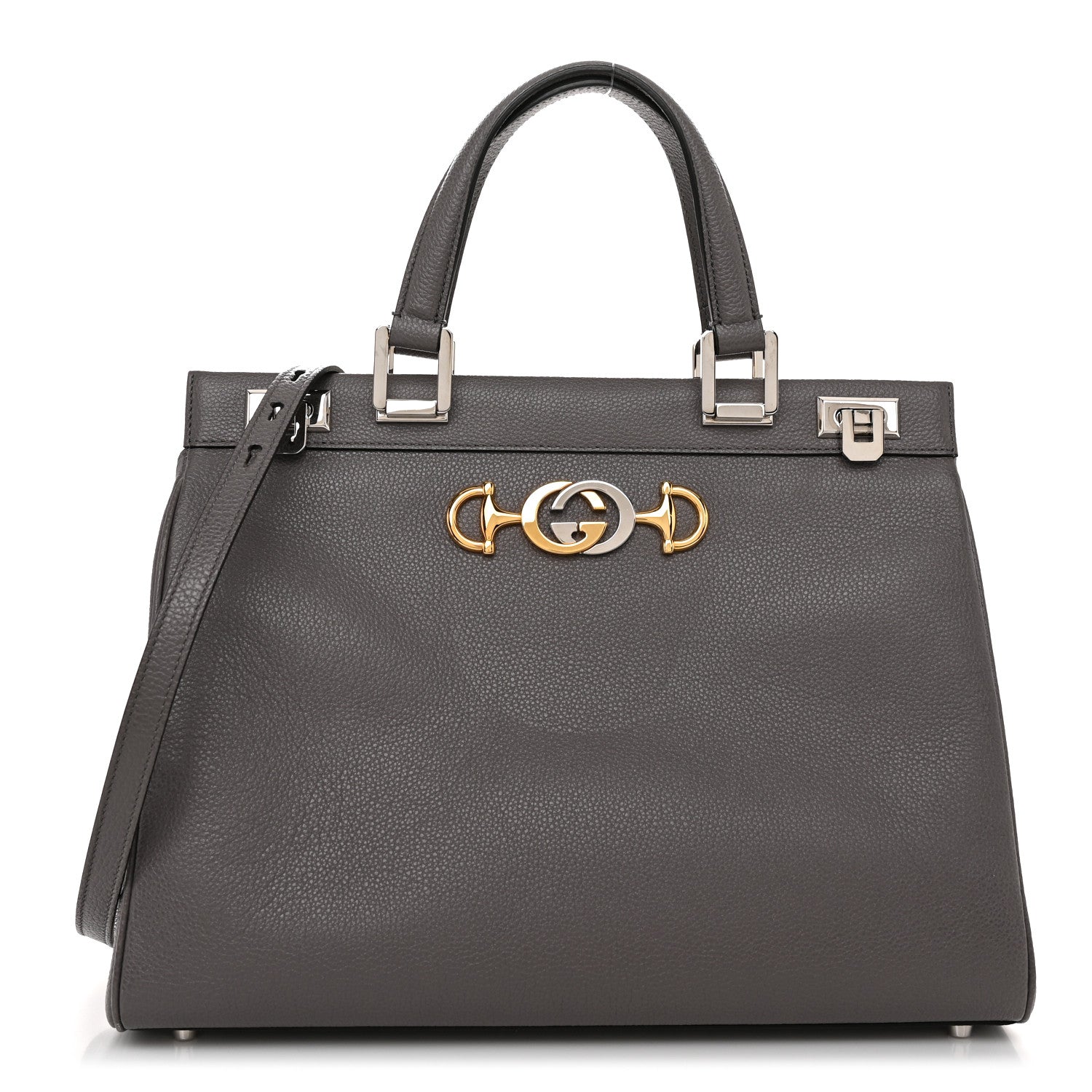 Gucci Grainy Calfskin Medium Zumi Top Handle Bag Dusty Grey 1 of 11