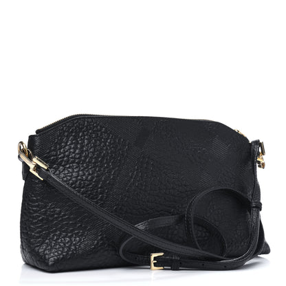 Burberry Signature Grain Calfskin Check Embossed Small Chichester Crossbody Clutch Bag Black 3 of 12