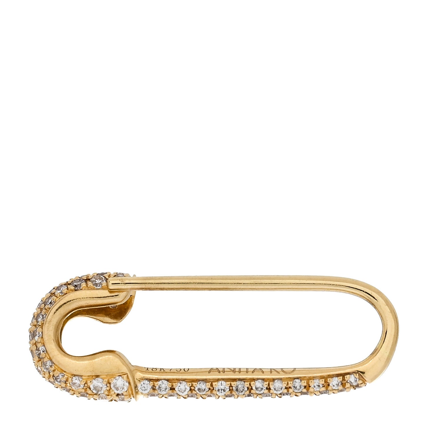 18K Yellow Gold Diamond Safety Pin Earring
