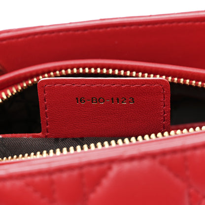 Christian Dior Lambskin Cannage Medium Lady Dior Red 7 of 10