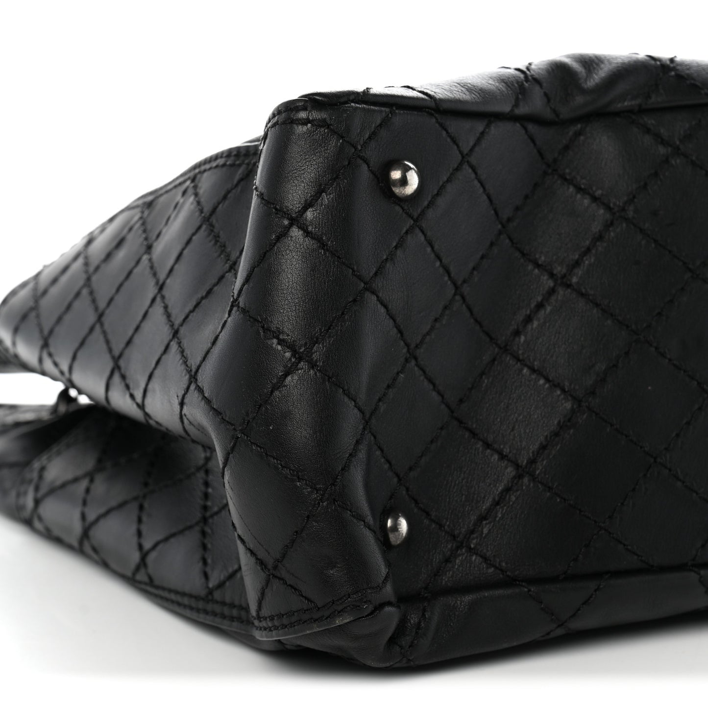 Grained Calfskin CC Pocket Tote Black