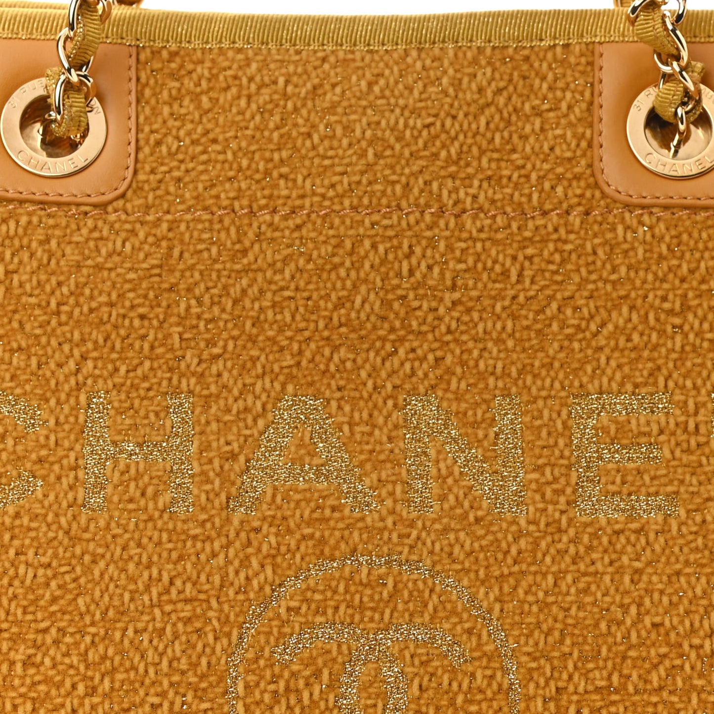 Lurex Canvas Small Deauville Tote Yellow