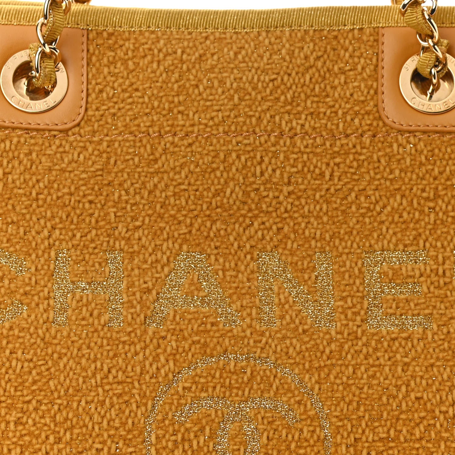 Chanel Lurex Canvas Small Deauville Tote Yellow 8 of 10