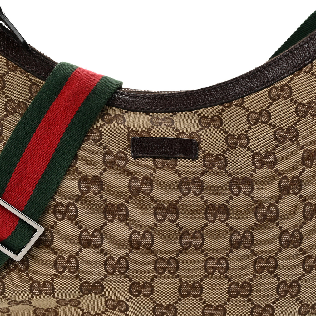 Gucci Monogram Web Medium Half Moon Hobo Dark Brown 8 of 10