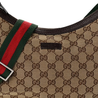 Gucci Monogram Web Medium Half Moon Hobo Dark Brown 8 of 10