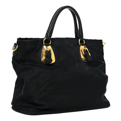 Prada Tessuto Nylon Soft Calfskin Shopping Satchel Black 2 of 24