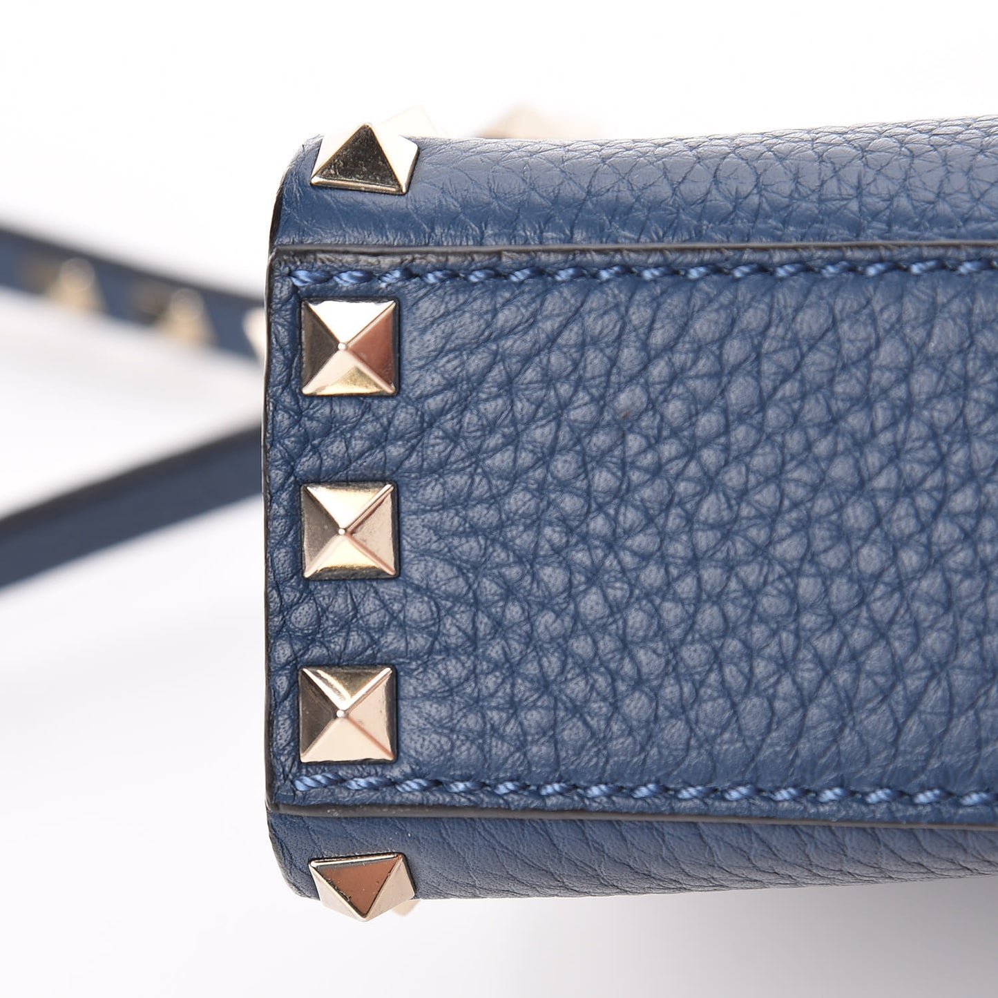 Pebbled Calfskin Medium Rockstud Flip Lock Crossbody Bag Peacock