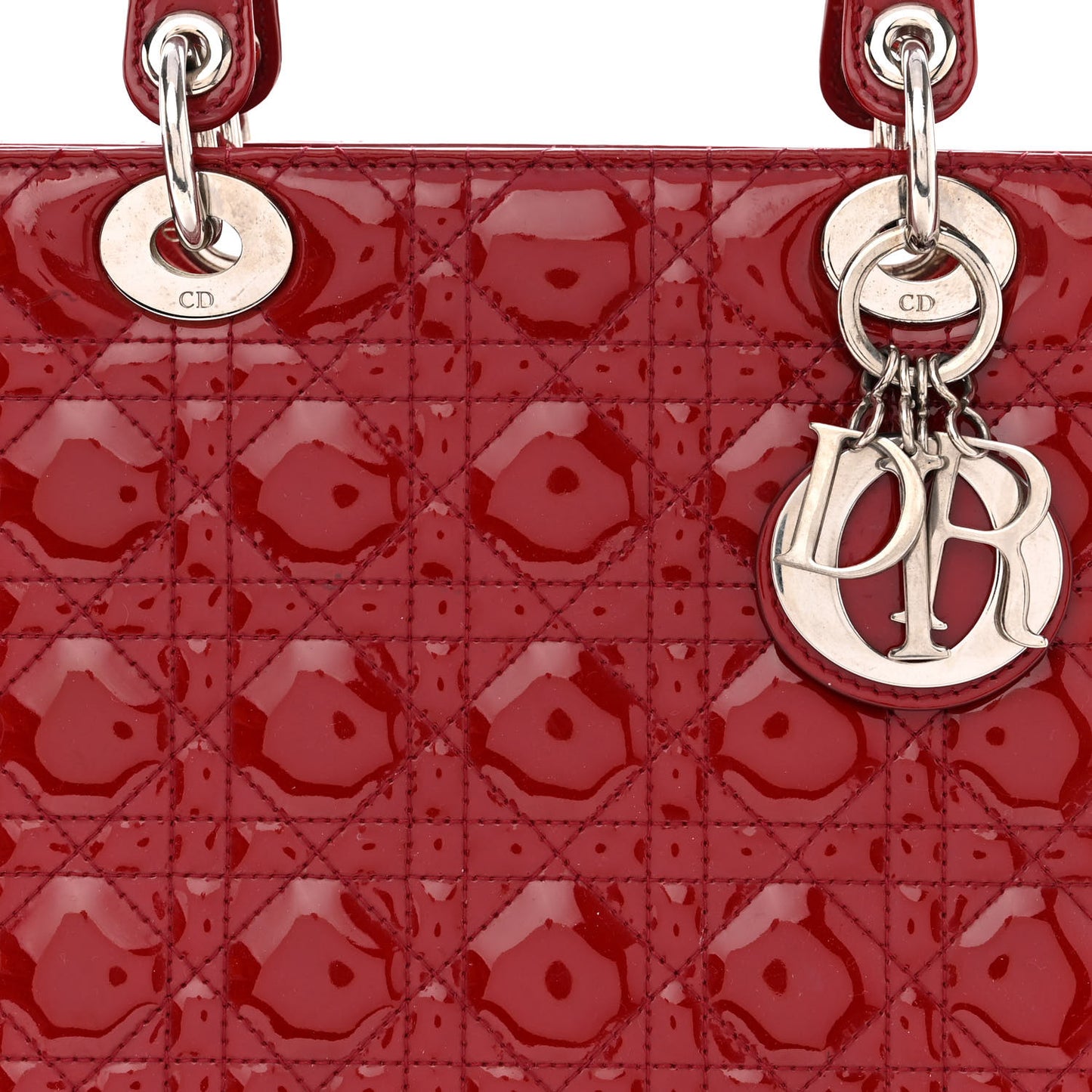Patent Cannage Large Lady Dior Red