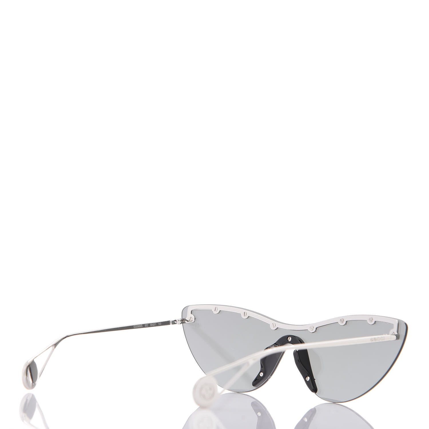 Gucci Rimless Star Studded 90mm Cat Eye GG0666S Sunglasses Silver 4 of 8