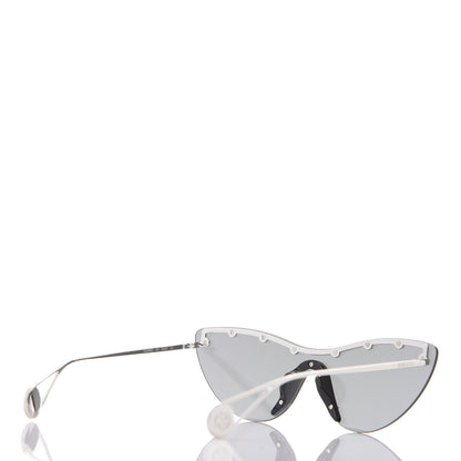 Gucci Rimless Star Studded 90mm Cat Eye GG0666S Sunglasses Silver 4 of 8