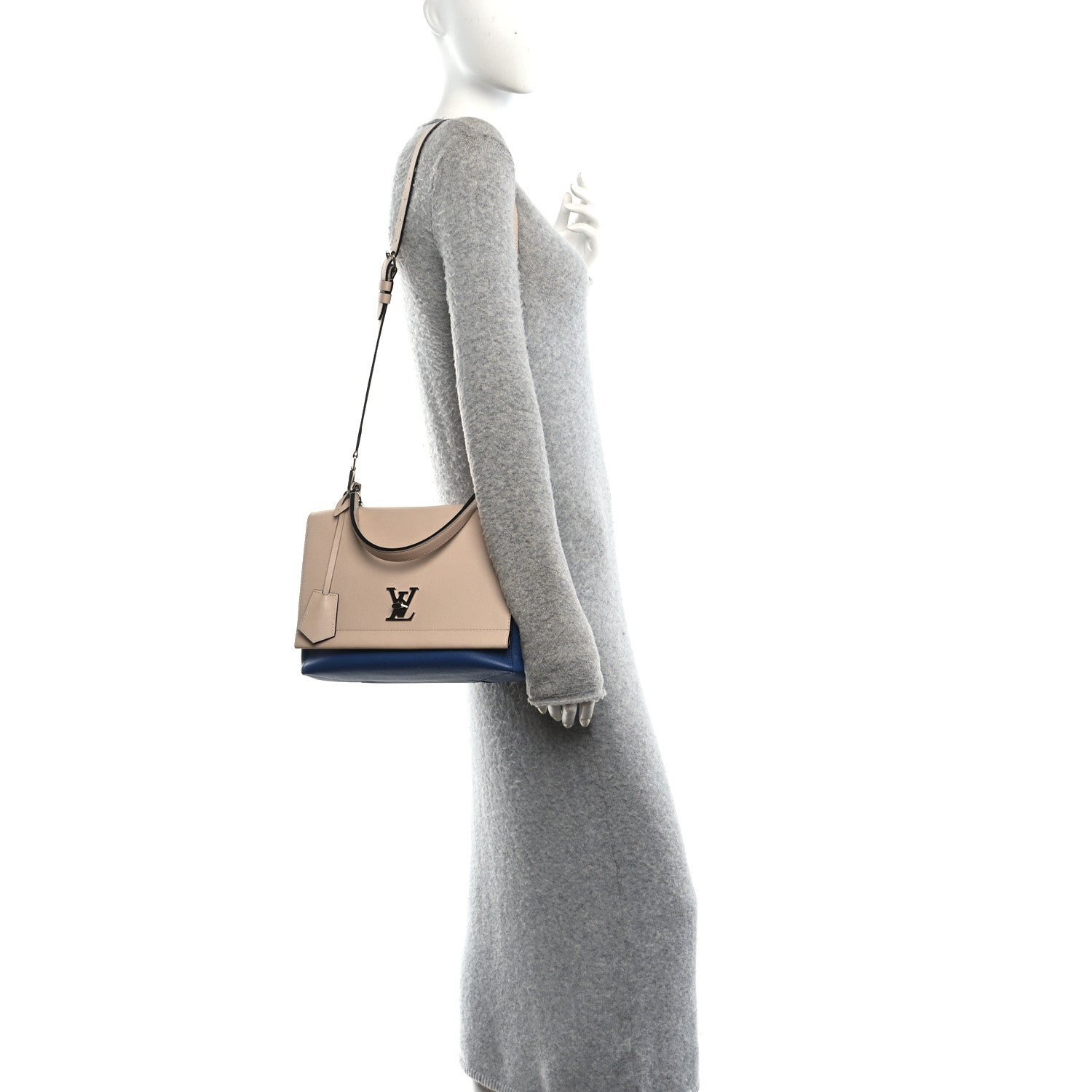 Louis Vuitton Soft Calfskin Lockme II Top Handle Beige Blue 2 of 9
