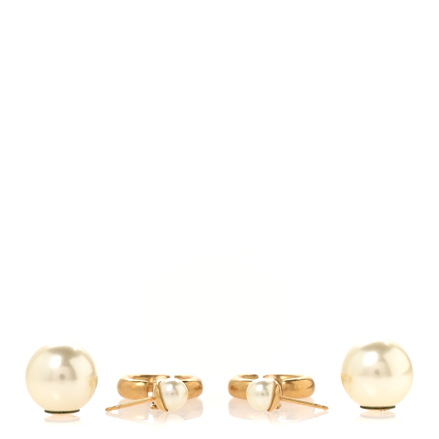 Christian Dior Pearl Logo Drop Earrings Gold 3 of 5