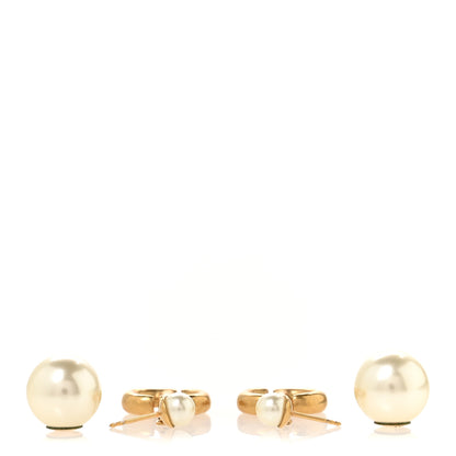 Christian Dior Pearl Logo Drop Earrings Gold 3 of 5