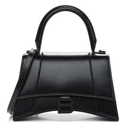 Balenciaga Shiny Box Calfskin Monochrome Small Hourglass Top Handle Bag Black 1 of 7