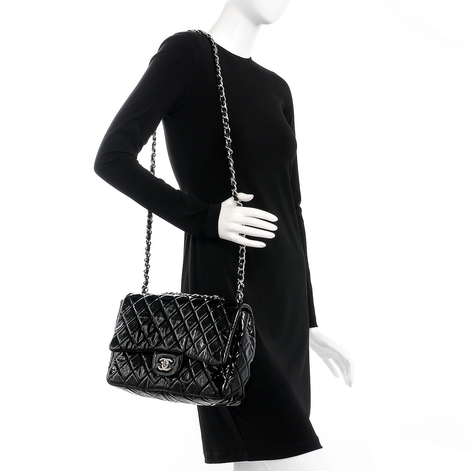 Chanel Patent Quilted Jumbo Single Flap Black 2 of 8
