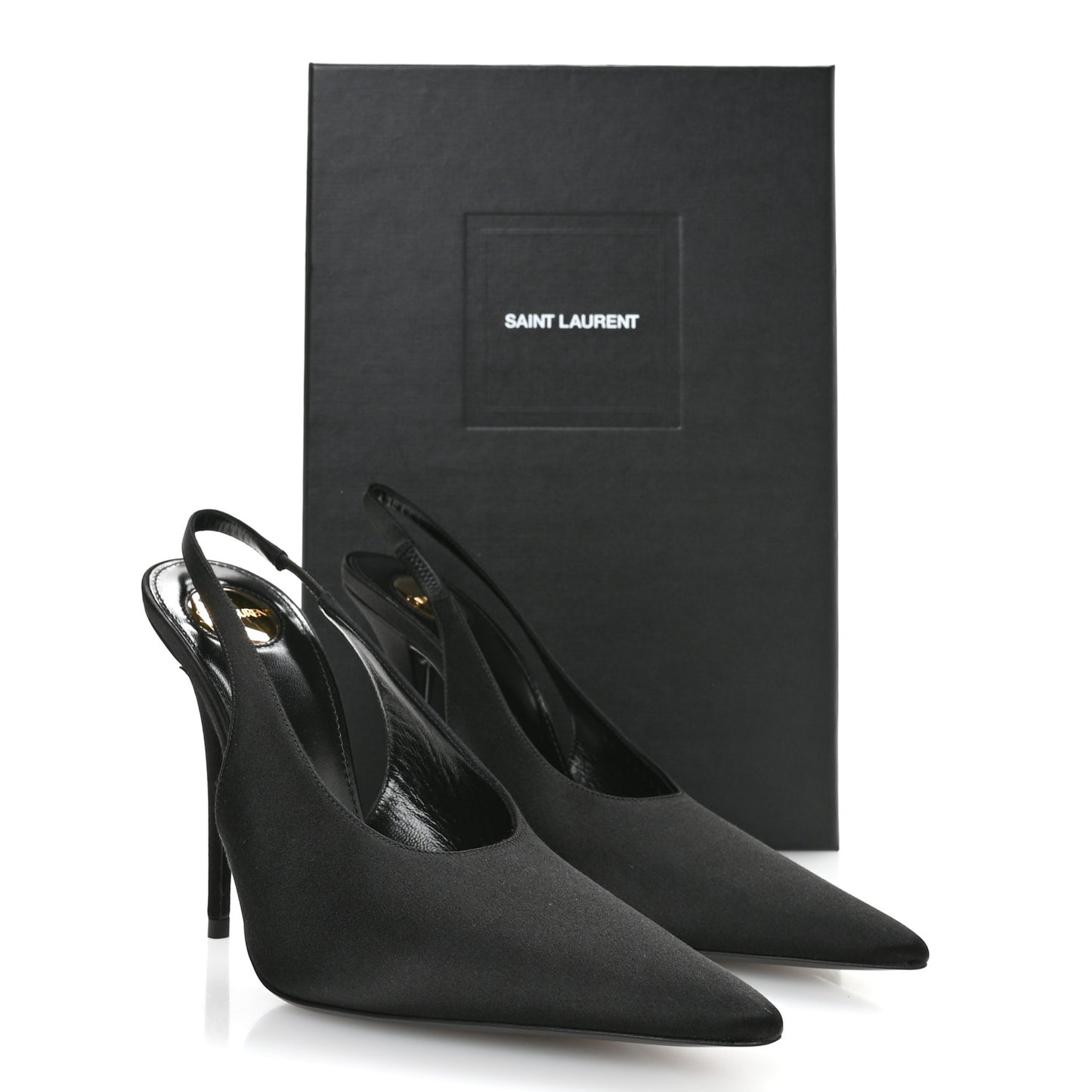 Silk Satin Lentracte 110 Slingback Pumps 36.5 Black