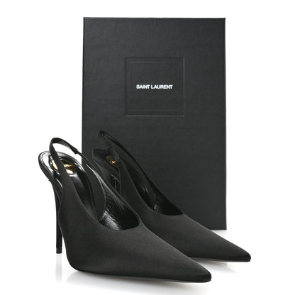 Saint Laurent Silk Satin Lentracte 110 Slingback Pumps 36.5 Black 9 of 9